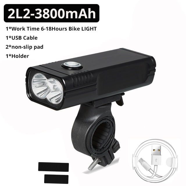 20000Lums Bicycle Light L2/T6 USB Rechargeable 5200mAh Bike Light IPX5 Waterproof LED Headlight