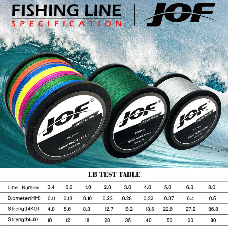 2018 JOF 300m 500m 1000m 10LB - 80LB PE Multifilament 4 Strands Braid Line Ocean Fishing Super