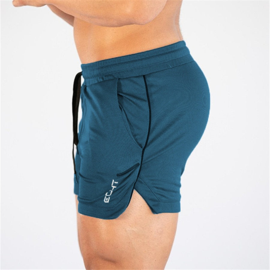 Fitness Bodybuilding Shorts Man Summer Gyms Workout Male Breathable Mesh Quick Dry Sportswear Jogger
