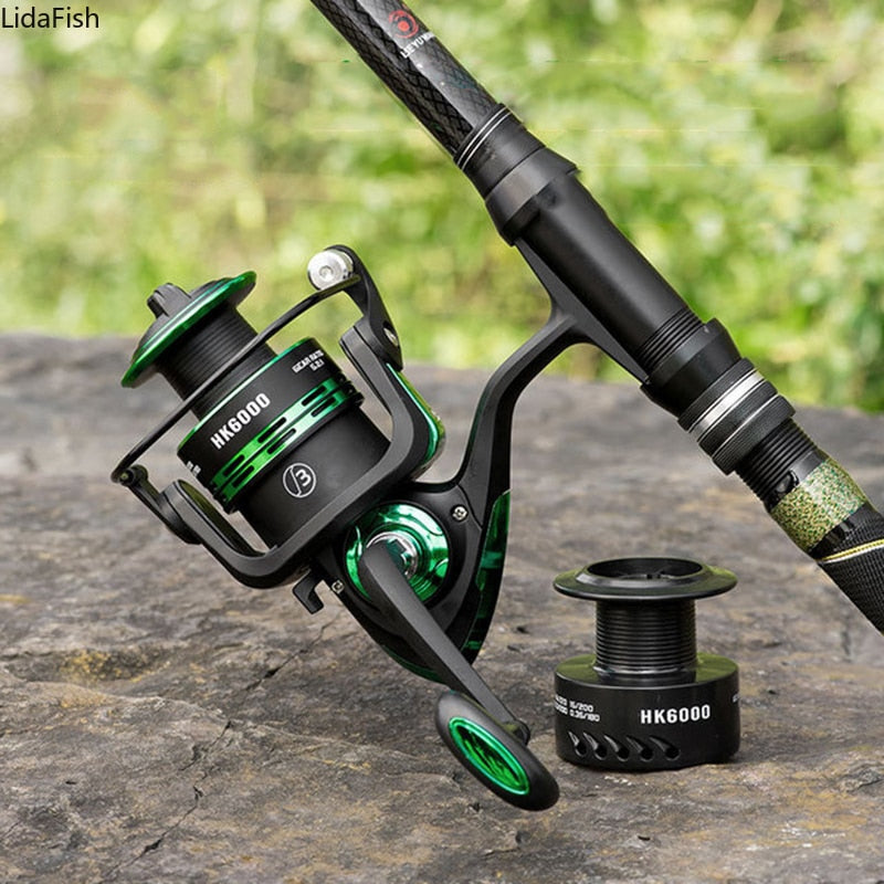 High Speed Double Spool Spinning Fishing Reel 5.1:1/5.2:1 Gear Ratio Carp Fishing Reels Left/Right Hand