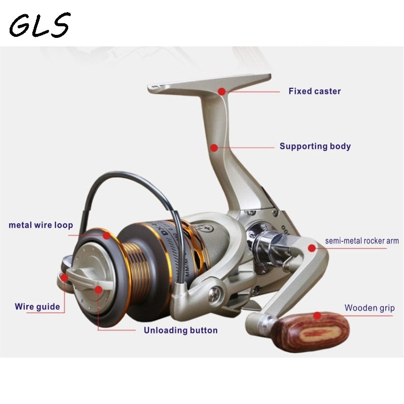 Fishing coil Wooden handshake 12+ 1BB Spinning Fishing Reel Professional Metal Left/Right Hand  Fishing Reel Wheels