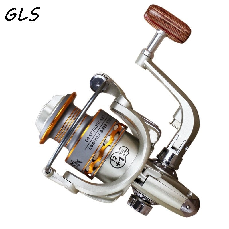 Fishing coil Wooden handshake 12+ 1BB Spinning Fishing Reel Professional Metal Left/Right Hand  Fishing Reel Wheels