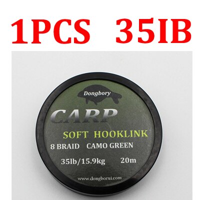 20m Carp Fishing Line Soft Hook Link Carp Hooklink Uncoated Braid Line for Hair Rig 15IB 25IB 35IB