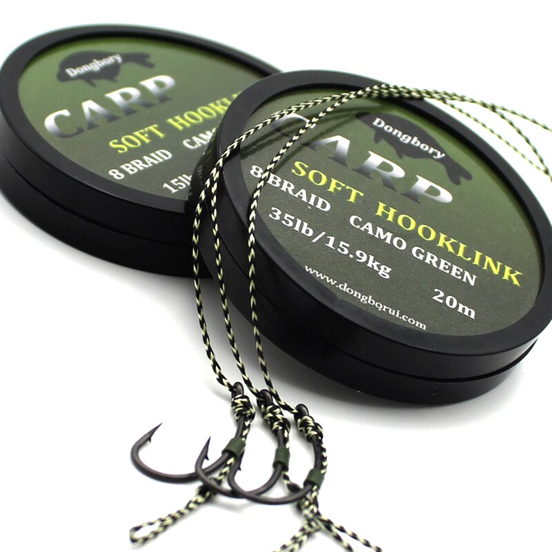 20m Carp Fishing Line Soft Hook Link Carp Hooklink Uncoated Braid Line for Hair Rig 15IB 25IB 35IB