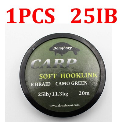 20m Carp Fishing Line Soft Hook Link Carp Hooklink Uncoated Braid Line for Hair Rig 15IB 25IB 35IB