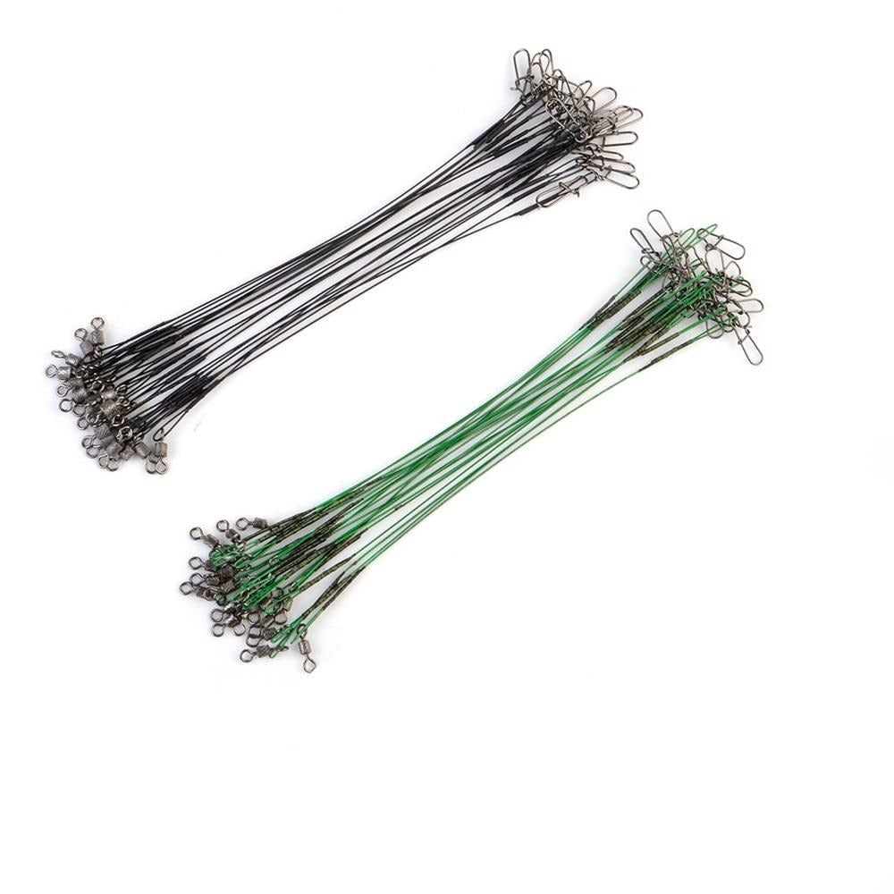 20pcs 16/20/25cm Anti-bite Steel Wire Leader Leashes For Fishing 50LB With Swivel Fishing Lure