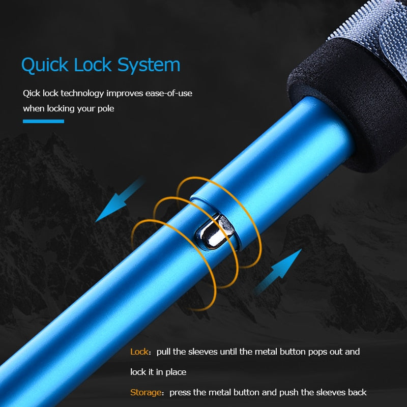 2PCS Lightweight Folding Collapsible Quick Lock Trekking Pole Hiking Pole