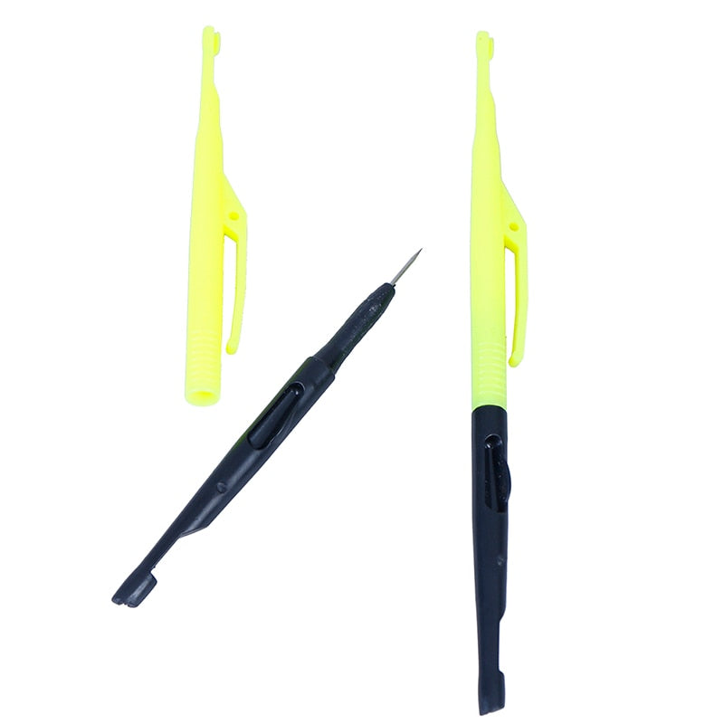 2Pcs Fly Fishing Hooks Tying Tools Fish Unhook Extractor Detacher Plastic Hook Remover Disgorger Knot Picker Tier Yellow + Black