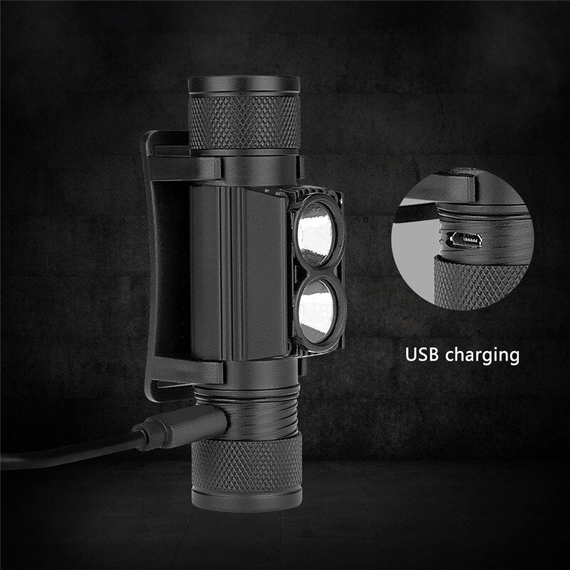 3800LM XM-L2 LED Headlamp USB Rechargeable Flashlight Power by 18650 Battery Headlight Torch Camping