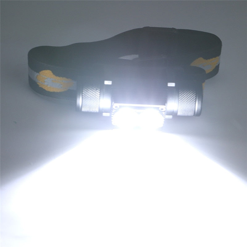 3800LM XM-L2 LED Headlamp USB Rechargeable Flashlight Power by 18650 Battery Headlight Torch Camping