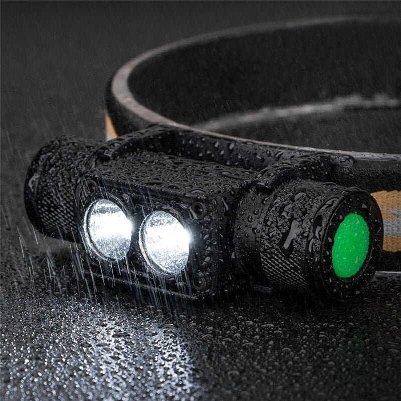 3800LM XM-L2 LED Headlamp USB Rechargeable Flashlight Power by 18650 Battery Headlight Torch Camping