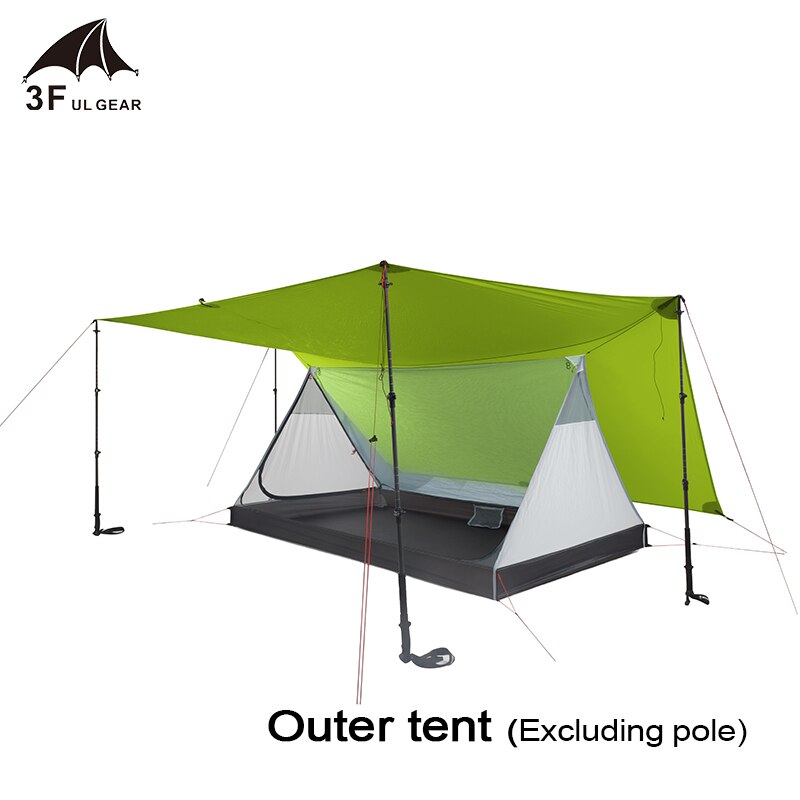 Shanjing 2 Person Ultralight 3 Season 20D Silnylon Rodless Multifunction Tent