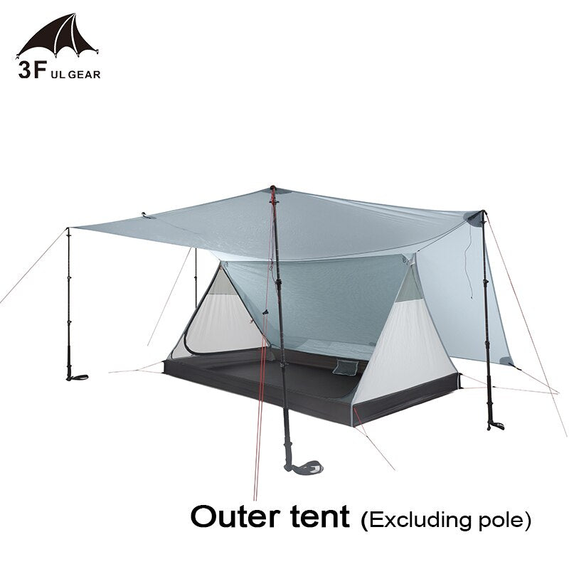 Shanjing 2 Person Ultralight 3 Season 20D Silnylon Rodless Multifunction Tent