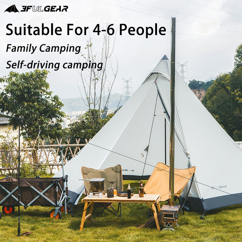 Tribe Pyramid Tipi Tent 4-6 person Large Windproof Family Tent Waterproof Glamping Tents