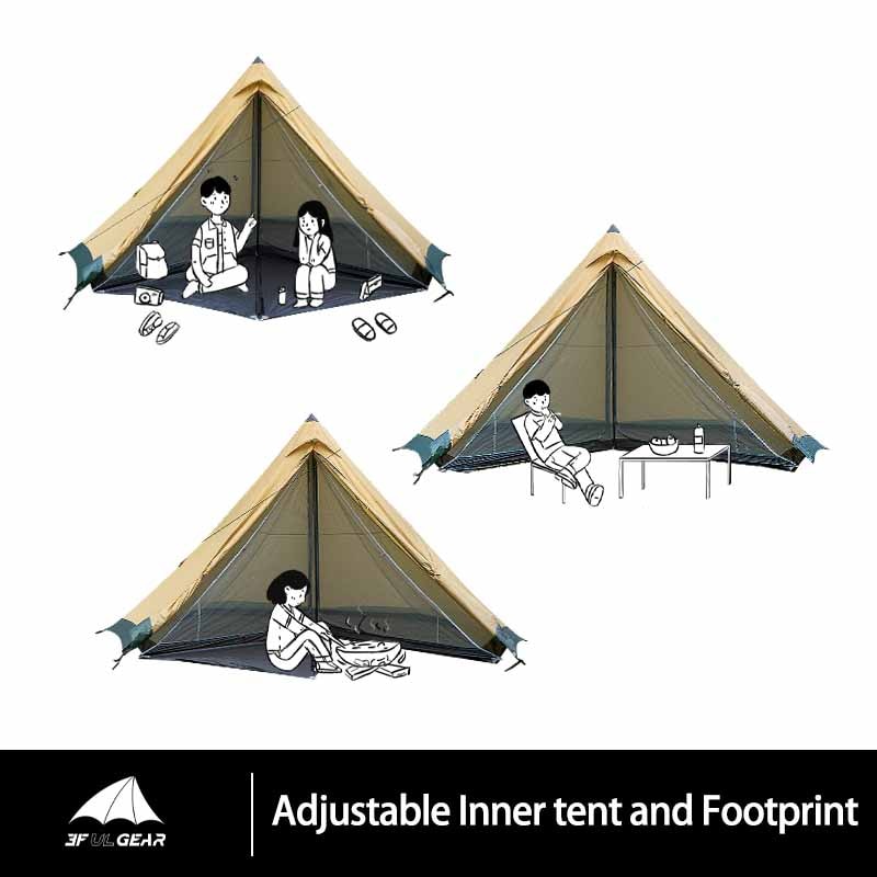 Tribe Pyramid Tipi Tent 4-6 person Large Windproof Family Tent Waterproof Glamping Tents