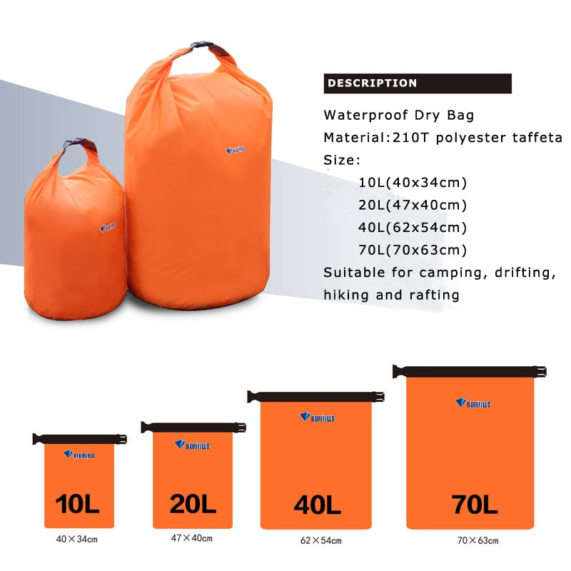 40L 70L Waterproof Dry Bag Pack Sack Swimming Rafting Kayaking River Trekking Floating Sailing