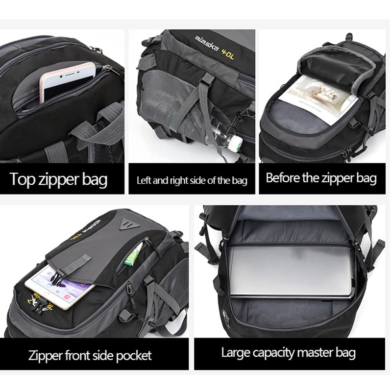 40L Unisex Waterproof Backpack Travel Pack Sports Bag Pack