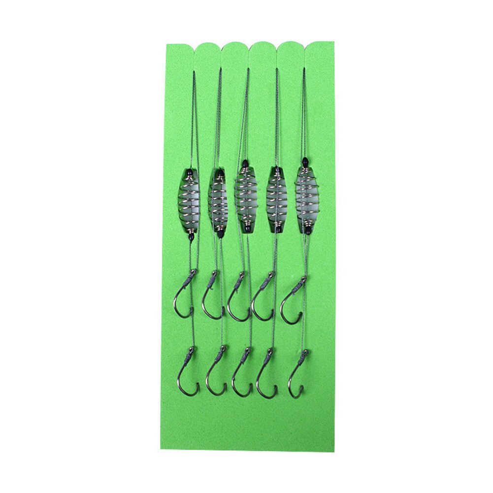 5 Pcs/Set Double Hook Fishing Line Stainless Steel Barbed Carp Hooks Bait Feeder Spring Fish Hook Tools Accessories
