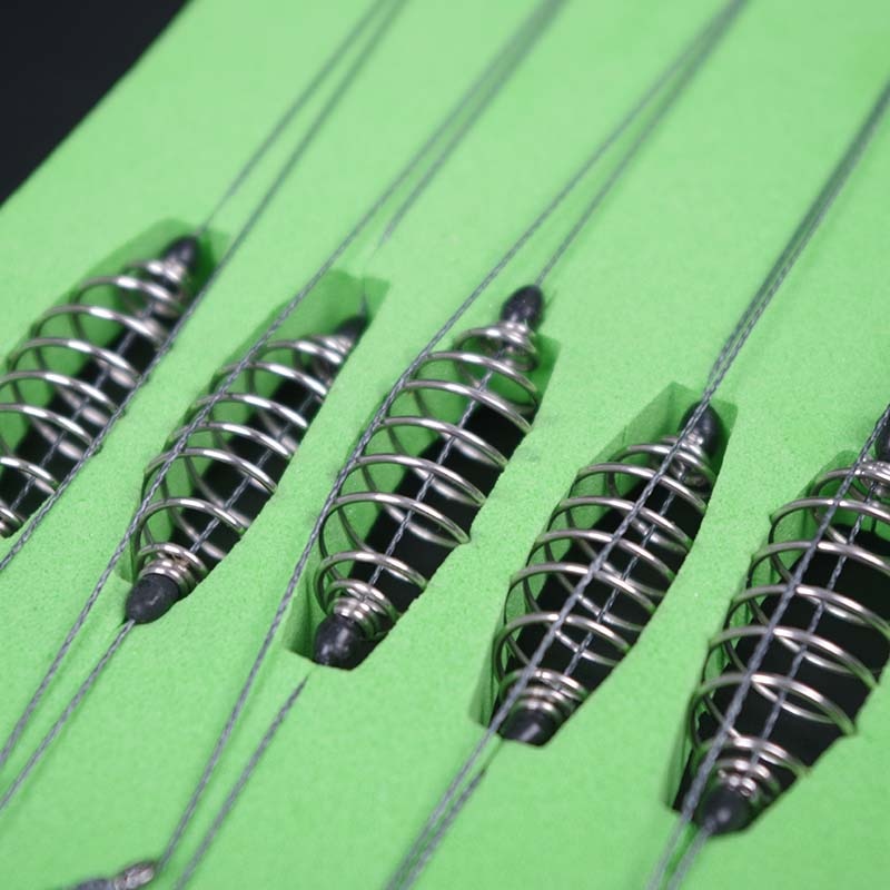 5 Pcs/Set Double Hook Fishing Line Stainless Steel Barbed Carp Hooks Bait Feeder Spring Fish Hook Tools Accessories