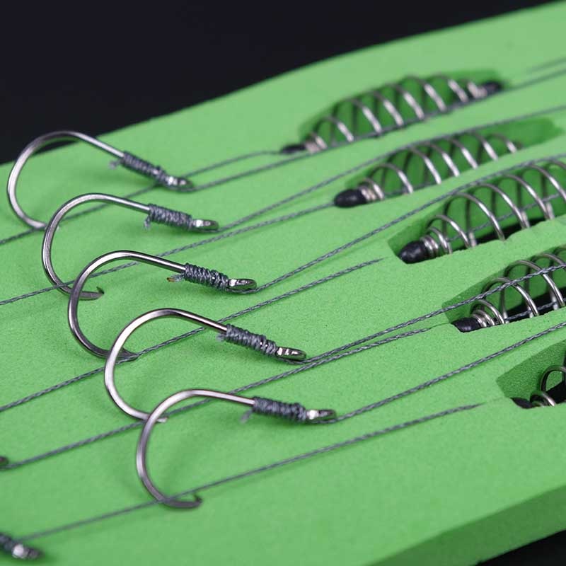 5 Pcs/Set Double Hook Fishing Line Stainless Steel Barbed Carp Hooks Bait Feeder Spring Fish Hook Tools Accessories