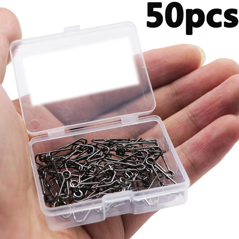 50-100pcs/Box Stainless Steel Swivel Fishing Snap Clip Hook Connector Rolling Swivel Rive Fishing Accessories Fish Tool