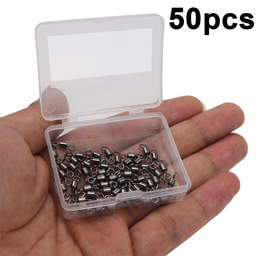 50-100pcs/box Fishing Barrel Bearing Rolling Swivel Solid Ring LB Lures Connector 9 Size Fishing Tackle Accessories Fish Tool
