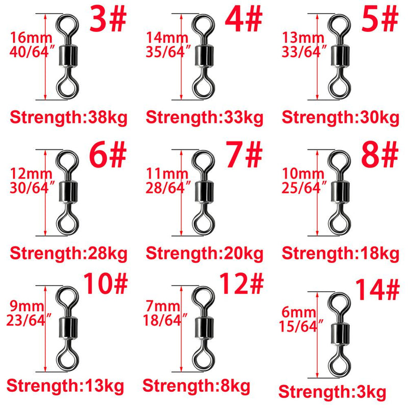 50-100pcs/box Fishing Barrel Bearing Rolling Swivel Solid Ring LB Lures Connector 9 Size Fishing Tackle Accessories Fish Tool