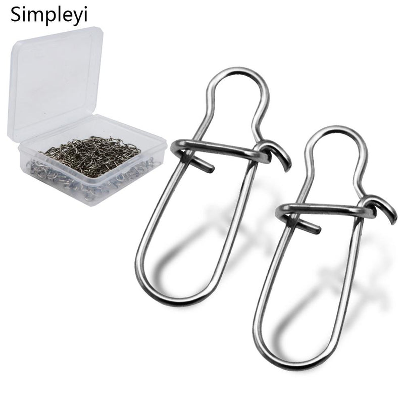 50/100pcs/box Fishing Snap Connectors Stainless Steel Safety Snaps Fast Clips Lock Fishing Tackle Hooks Ring Tool Swivel Snap