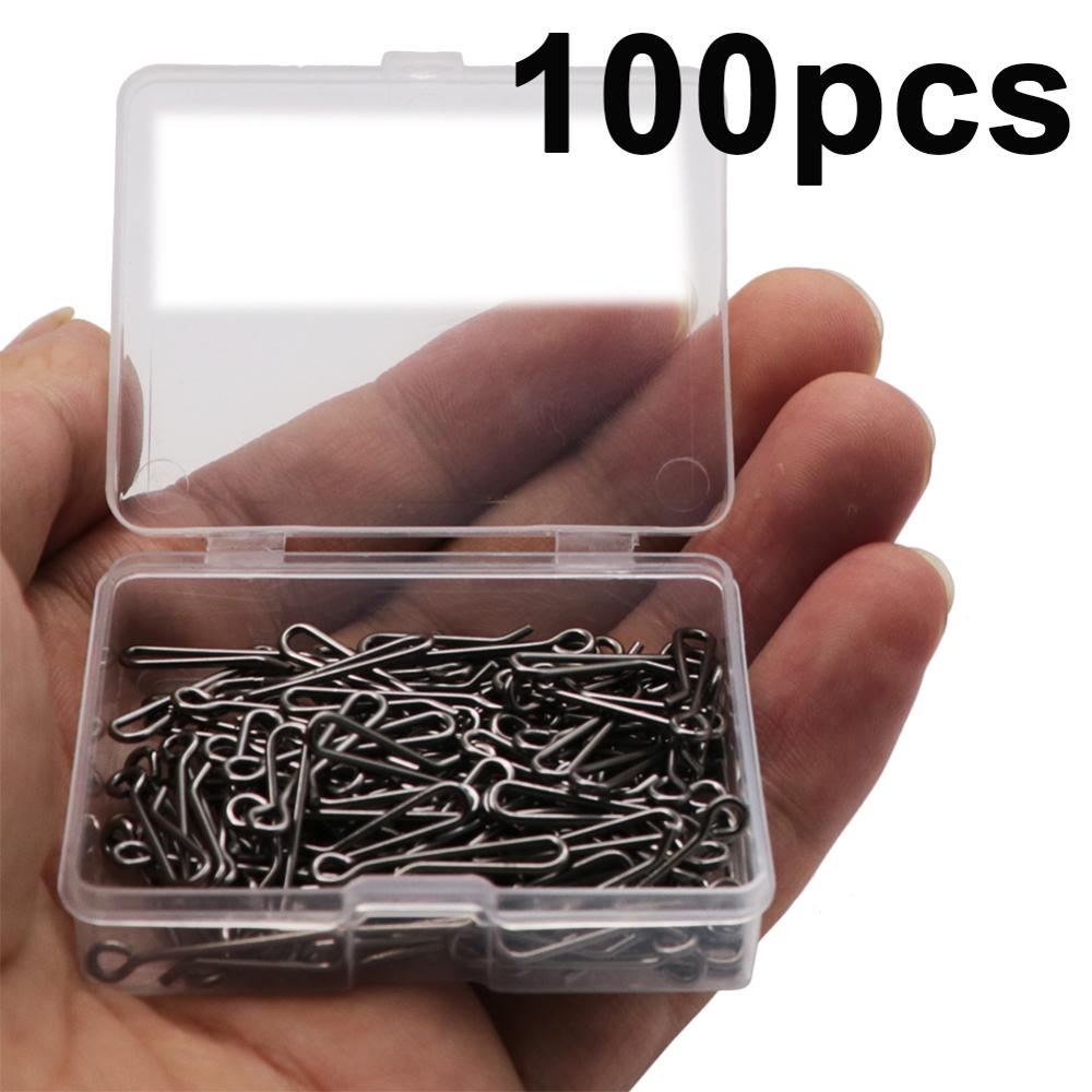 50-100pcs/box Stainless Steel Hook Fast Clip Lock Snap Swivel Solid Rings 0#-4# Safety Snaps Fishing Hook Connector Hook Tool