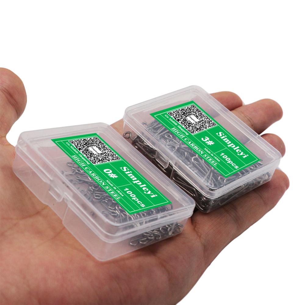 50-100pcs/box Stainless Steel Hook Fast Clip Lock Snap Swivel Solid Rings 0#-4# Safety Snaps Fishing Hook Connector Hook Tool