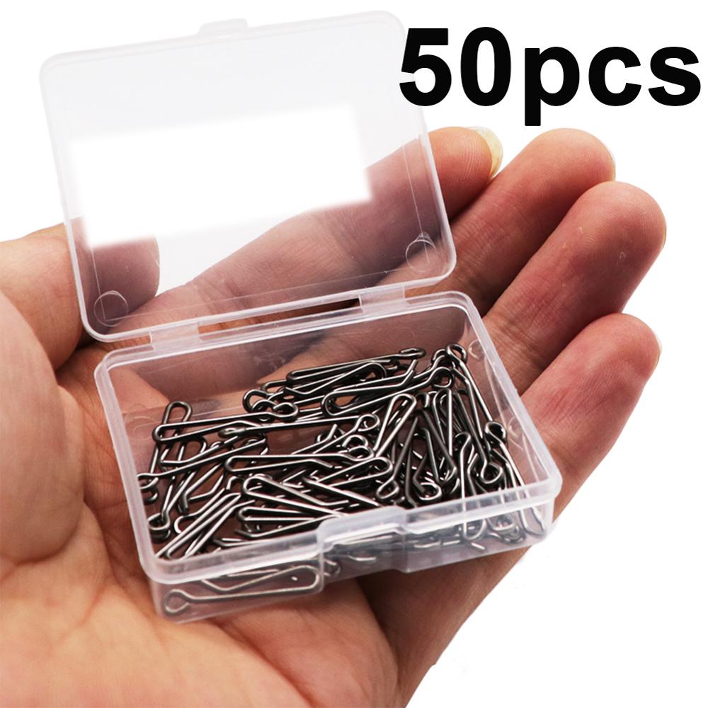 50-100pcs/box Stainless Steel Hook Fast Clip Lock Snap Swivel Solid Rings 0#-4# Safety Snaps Fishing Hook Connector Hook Tool