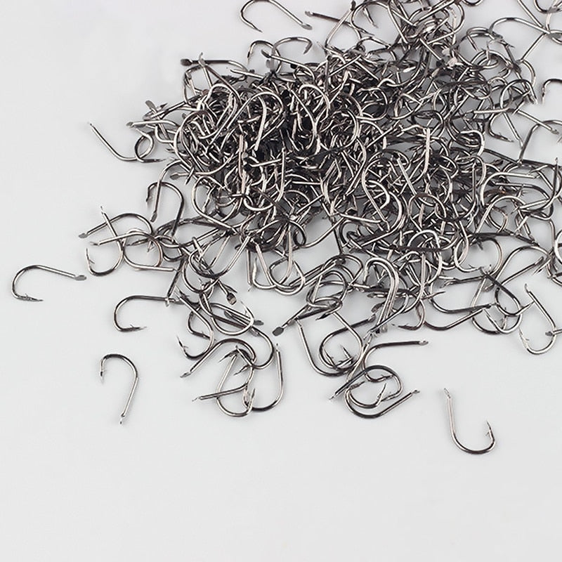50PCS/lot Izu 1-13# High carbon steel Crooked Barbed Fishhook Black Flat pond carp fishing hooks set Accessories tool tackle