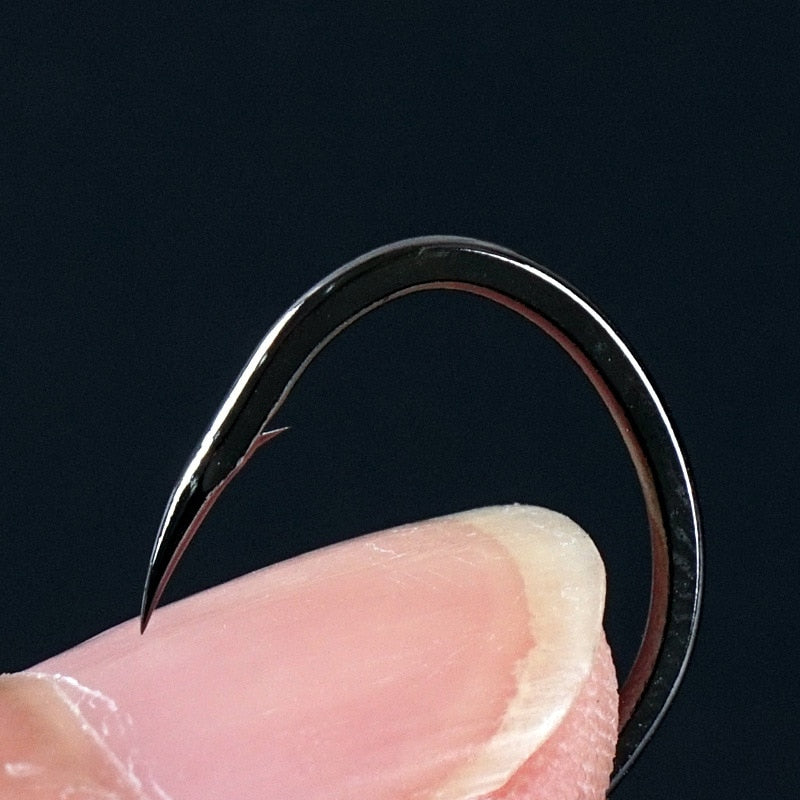 50PCS/lot Izu 1-13# High carbon steel Crooked Barbed Fishhook Black Flat pond carp fishing hooks set Accessories tool tackle