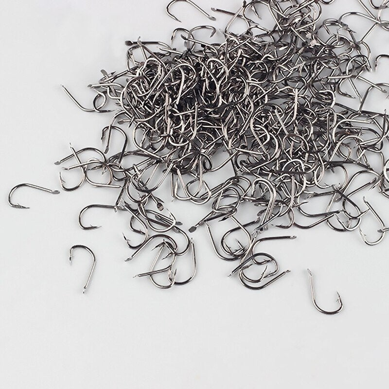 50PCS/lot Izu 1-13# High carbon steel Crooked Barbed Fishhook Black Flat pond carp fishing hooks set Accessories tool tackle