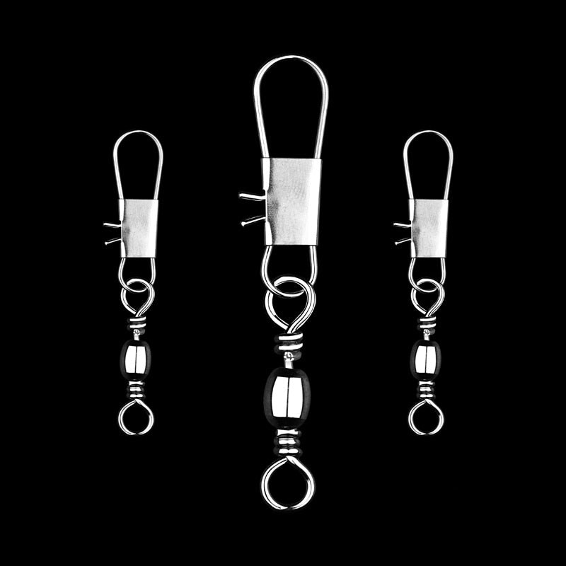 50pcs Swivels Interlock Snap Fishing Lure Tackles Gear Accessories Connector Copper Swivels Pin Bearing Rolling Solid Fish Tool