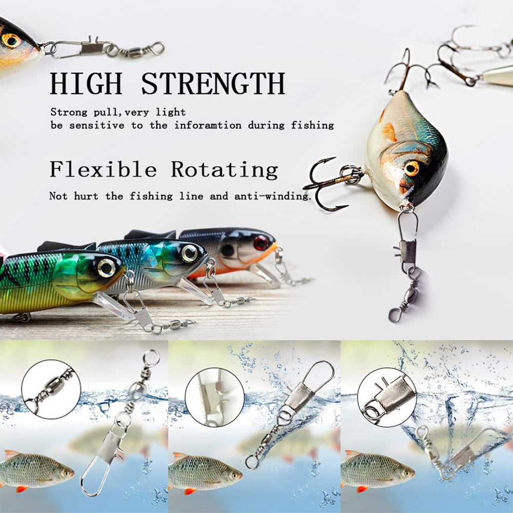 50pcs Swivels Interlock Snap Fishing Lure Tackles Gear Accessories Connector Copper Swivels Pin Bearing Rolling Solid Fish Tool