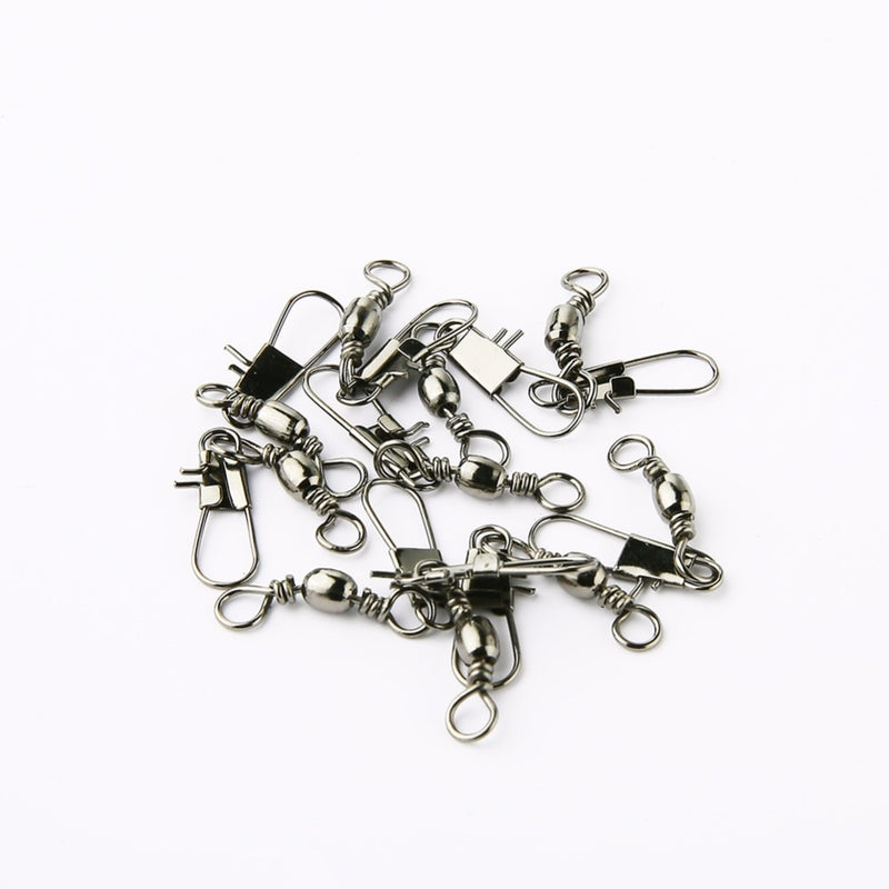 50pcs Swivels Interlock Snap Fishing Lure Tackles Gear Accessories Connector Copper Swivels Pin Bearing Rolling Solid Fish Tool