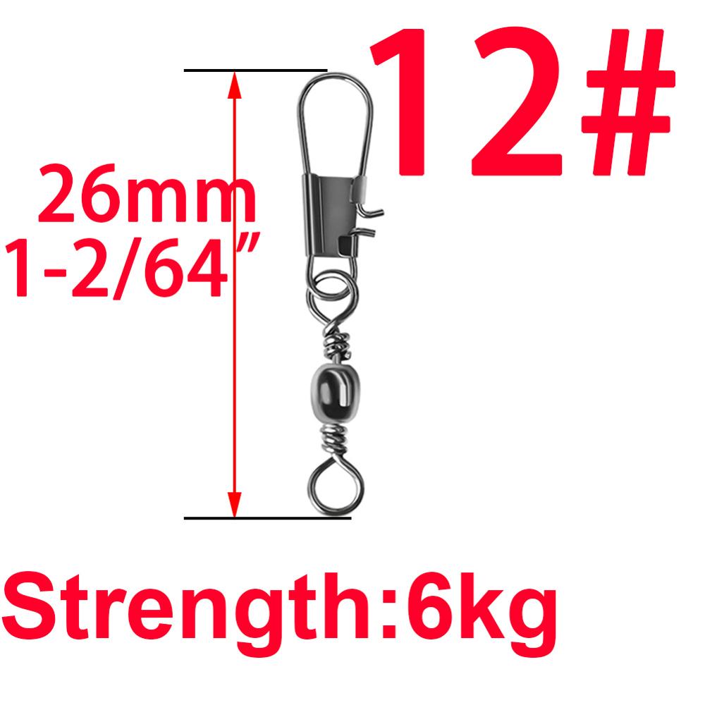 50pcs Swivels Interlock Snap Fishing Lure Tackles Gear Accessories Connector Copper Swivels Pin Bearing Rolling Solid Fish Tool