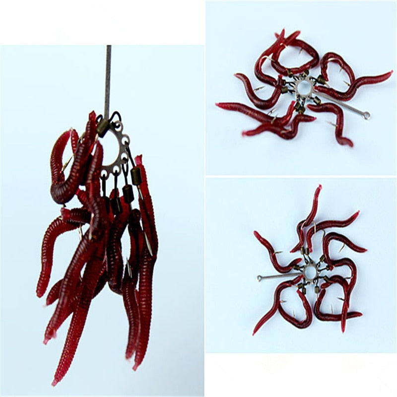 50pcs/lot Soft Lure Fishing Simulation Earthworm red Worms Artificial Fishing Lure Tackle Lifelike Fishy Smell Lures WD-160