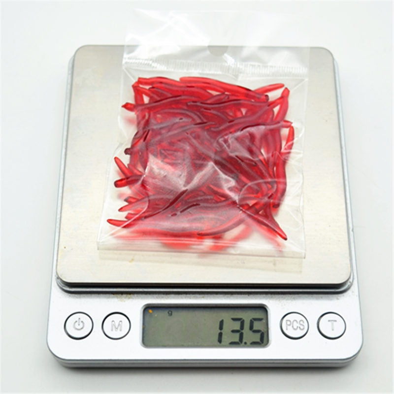 50pcs/lot Soft Lure Fishing Simulation Earthworm red Worms Artificial Fishing Lure Tackle Lifelike Fishy Smell Lures WD-160