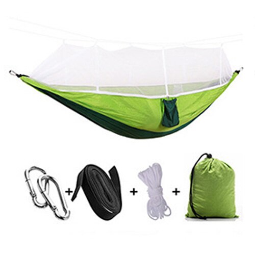 57Portable Outdoor Camping Hammock with Mosquito Net High Strength Parachute Fabric Hanging Bed