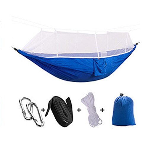 57Portable Outdoor Camping Hammock with Mosquito Net High Strength Parachute Fabric Hanging Bed