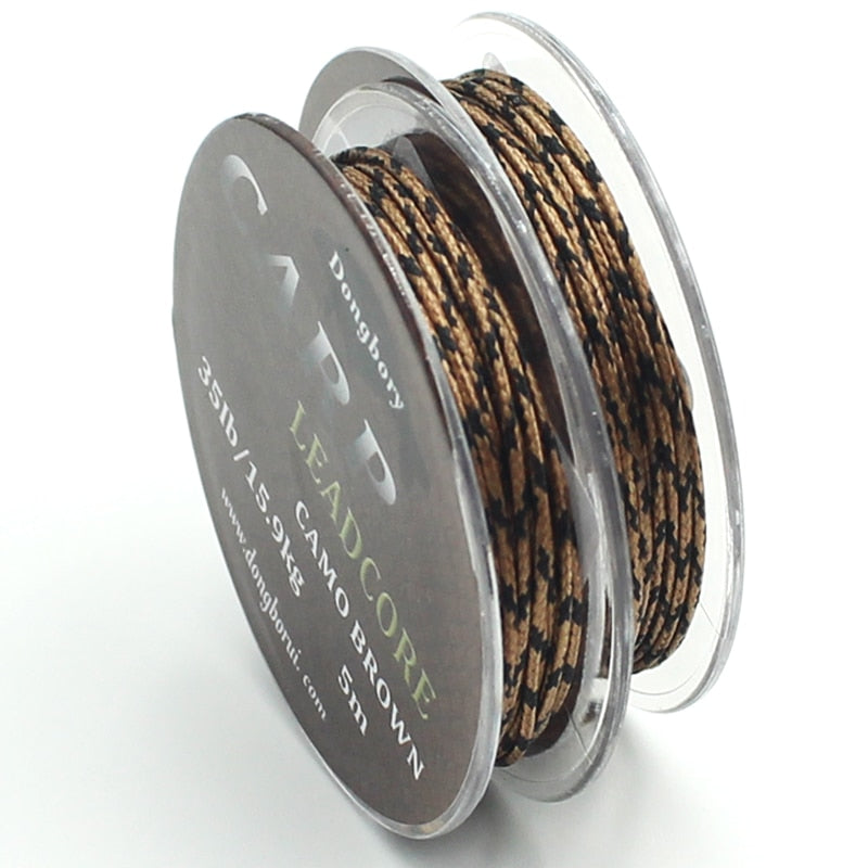 5m Braided Lead Core Carp Leader Line Camo Brown Mainline Leadcore for Carp Rig Chod Helicopter