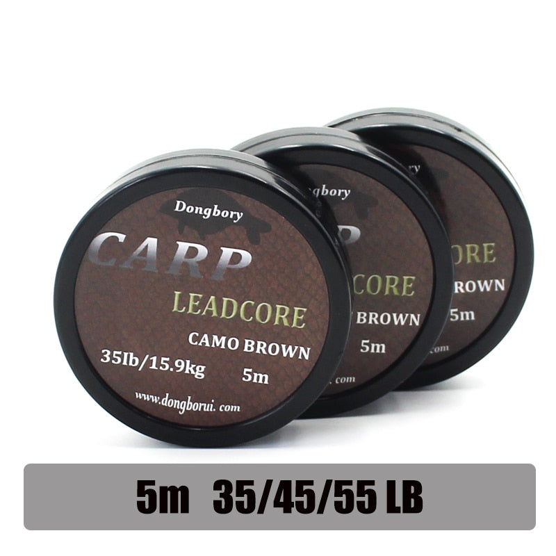 5m Braided Lead Core Carp Leader Line Camo Brown Mainline Leadcore for Carp Rig Chod Helicopter