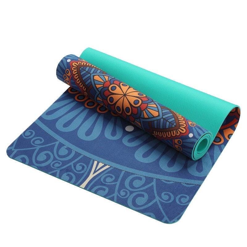 6 MM Lotus Pattern Suede TPE Yoga Mat Pad Non-slip Slimming Exercise Fitness Gymnastics Mat Body