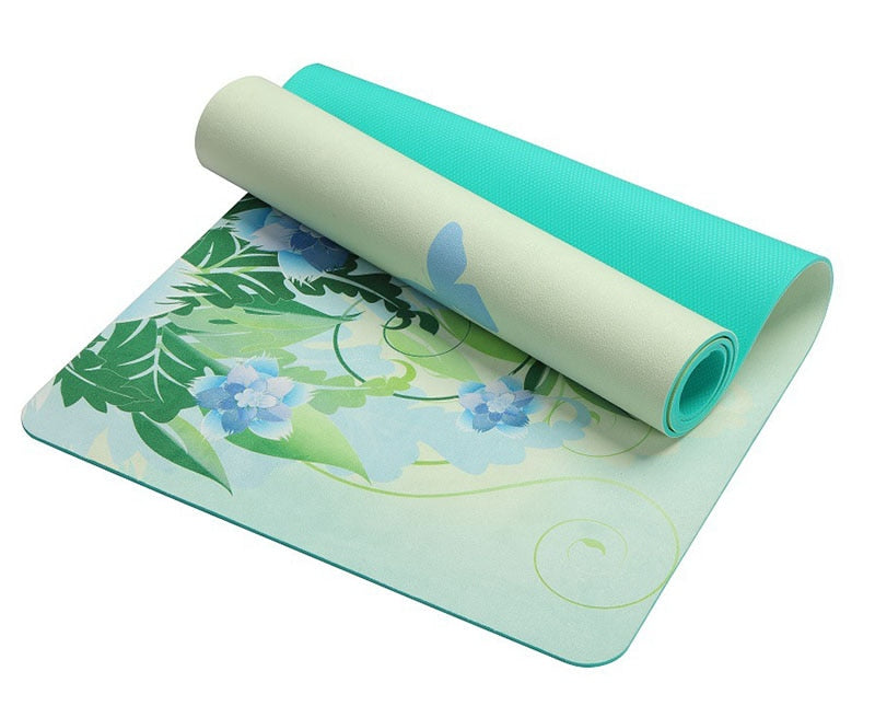 6 MM Lotus Pattern Suede TPE Yoga Mat Pad Non-slip Slimming Exercise Fitness Gymnastics Mat Body