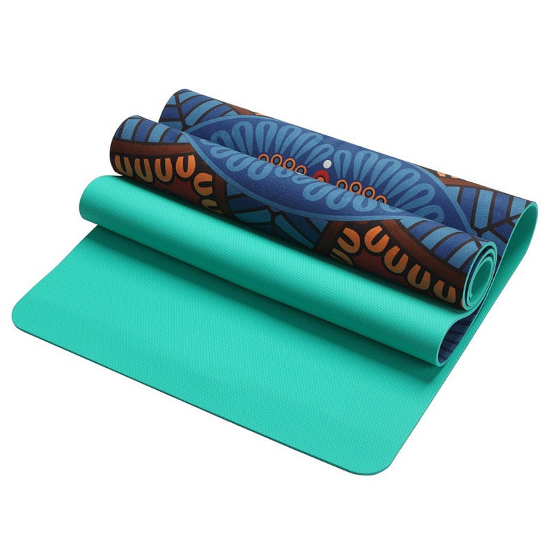 6 MM Lotus Pattern Suede TPE Yoga Mat Pad Non-slip Slimming Exercise Fitness Gymnastics Mat Body