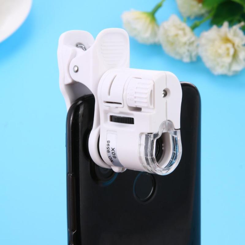 Universal 60X Mobile Phone Microscope Macro Lens Zoom Micro Camera Clip with LED Light