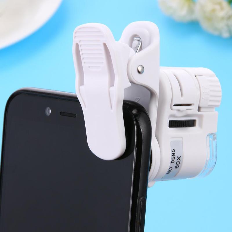 Universal 60X Mobile Phone Microscope Macro Lens Zoom Micro Camera Clip with LED Light