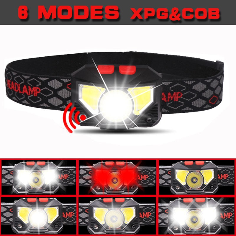 8 Modes Handfress Motion Sensor Powerful LED Headlight Head Lamp Flashlight Torch Head Light